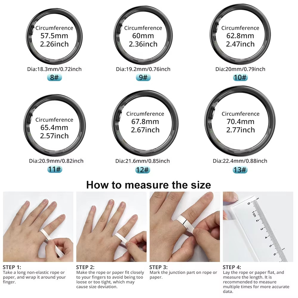 R09 Smart Ring Men Women with Charging Case,Heart Rate Blood Oxygen,Skin Temperature Monitor,5Atm Waterproof for Android Ios